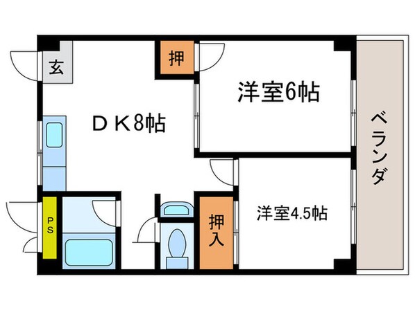 離宮リバ－ハイツの物件間取画像